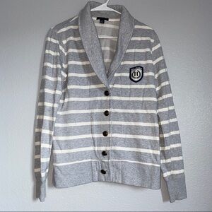 Tommy Hilfiger Gray White Striped Varsity Jacket